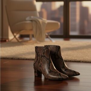 Vince Snakeskin Ankle Boots - Brown and Black